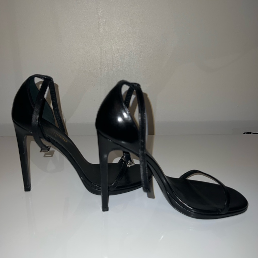 SAINT LAURENT black leather sandal heel - Picture 2 of 5